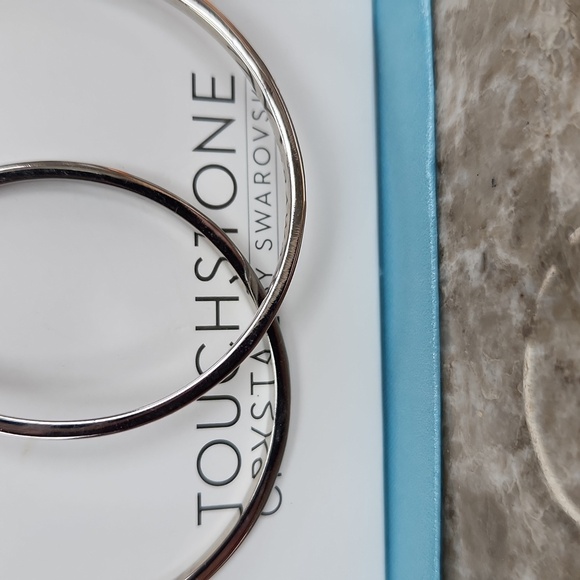 Touchstone Silver Hoop with Crystals  Earrings, 2" round for pierced ears - Picture 4 of 4